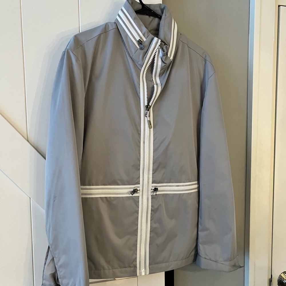 INC medium silver/gray and white windbreaker / jacket - new without tags